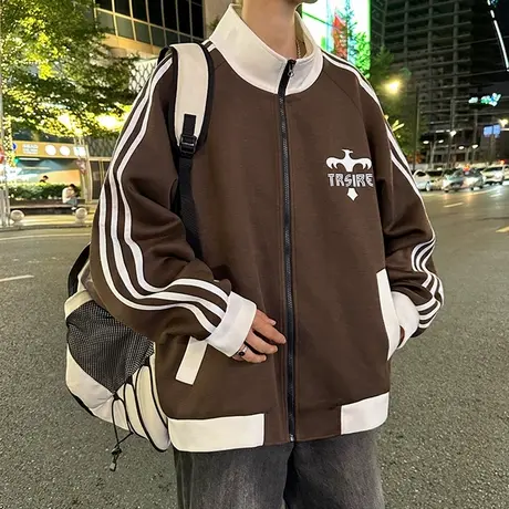 春秋季潮牌青少年外套男士夹克韩版潮流时尚休闲男学生上衣服帅气图片