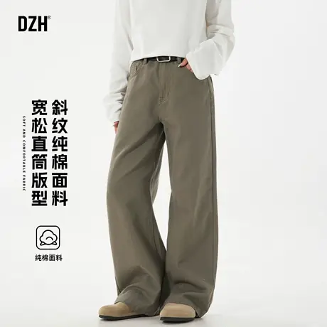 男士日系复古纯棉裤子男秋季直筒长裤垂感拖地裤痞帅男裤2025新款商品大图