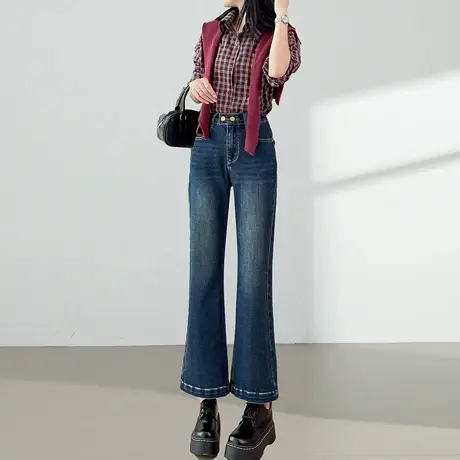 九分微喇牛仔裤女2025秋季新款裤子高腰显瘦修身小个子百搭喇叭裤图片