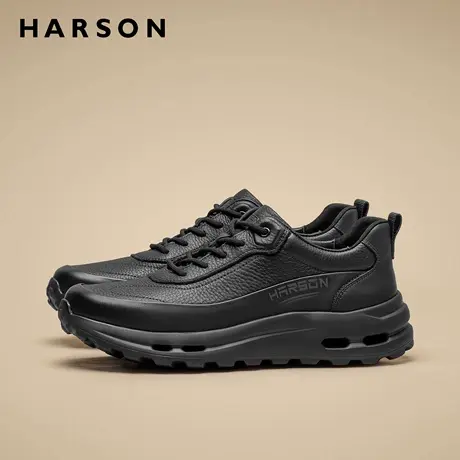 哈森男鞋新款户外跑步运动鞋真皮男士皮鞋软底商务休闲鞋通勤鞋子商品大图