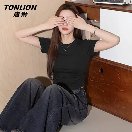 唐狮官方修身短袖t恤女2026新款夏季纯欲半袖特别漂亮掐腰上衣VC图片