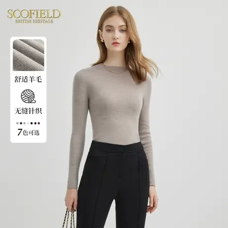 (会员试用) Scofield女装无缝一体100%羊毛修身打底针织衫图片