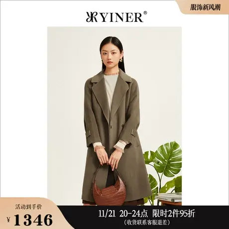 【100绵羊毛】YINER音儿专选女装冬季优雅气质西装领双面呢大衣商品大图