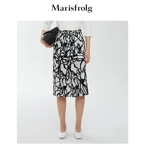 【立体提花】玛丝菲尔春夏复古文艺A字伞裙高腰半裙图片