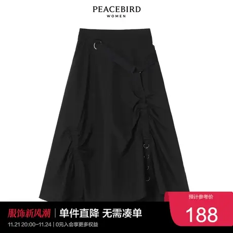 太平鸟气质流行春秋年新款不对称抽褶长裙A2GFC1622图片