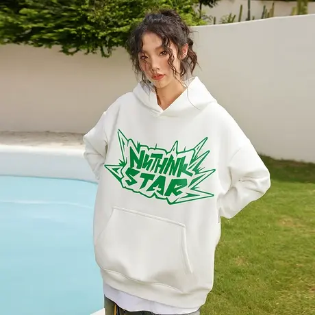 Nuthink美式街头字母连帽卫衣潮牌男2023新款宽松外套春季帽衫潮商品大图