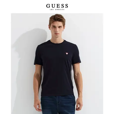 GUESS男士纯色廓形oversize潮流简约字母重磅短袖T恤图片