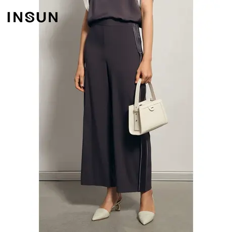 INSUN恩裳夏季桑蚕丝阔腿休闲西裤图片