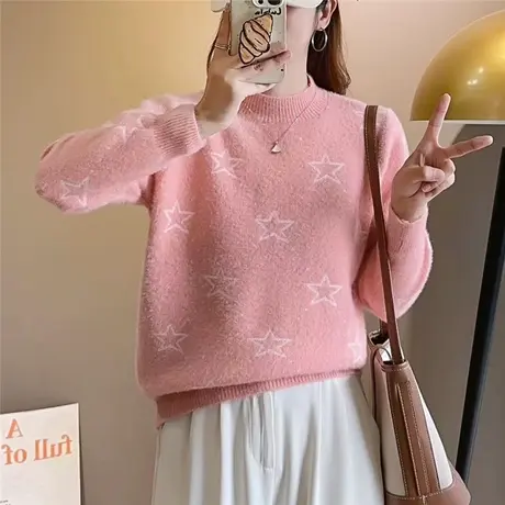 半高领女毛衣秋冬加厚水貂绒打底衫2023年新款宽松洋气女内搭毛衣商品大图