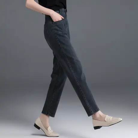 黑色牛仔裤女春秋2024新款高腰显瘦妈妈裤子老爹裤九分萝卜哈伦裤商品大图