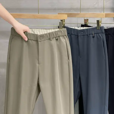 秋季新款直筒长裤男士春秋微弹宽松休闲纯色简约潮流百搭裤子男生商品大图