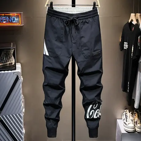 夏季薄款潮牌工装裤男士休闲长裤子男百搭运动裤冰丝速干裤男印花图片