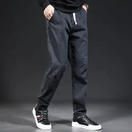 2023新款秋季男士休闲裤宽松直筒裤松紧腰拼接潮牌休闲长裤春秋款商品大图