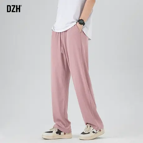 男生粉色垂感裤子男款美式高街秋季休闲裤直筒宽松2024新款运动裤商品大图