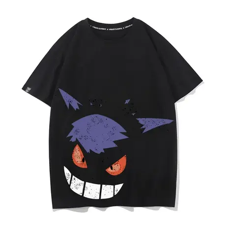 秀洛宠物精灵口袋妖怪联名耿鬼周边纯棉T恤男生短袖宽松半袖衣服图片