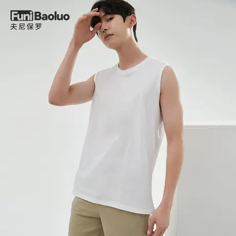 全棉背心男宽松无袖纯棉打底内穿健身运动纯色汗衫夏季薄男款吊带图片