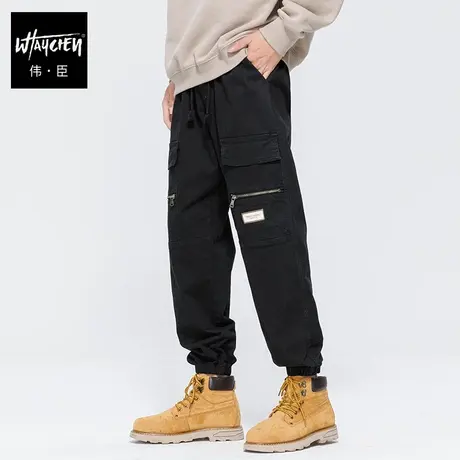 伟臣潮牌大码男装春夏工装休闲裤男胖子加肥加大束脚裤肥佬机能裤商品大图