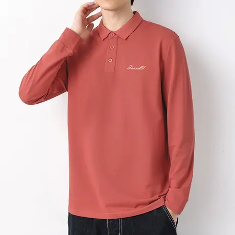 珠地棉polo衫男长袖翻领t恤2023秋季新款潮牌印花保罗带领打底衫商品大图