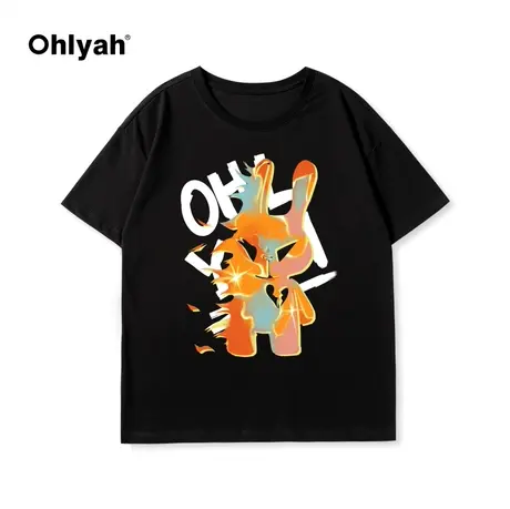 Ohlyah卡通兔子短袖t恤女夏季2023新款设计感小众纯棉上衣ins潮图片