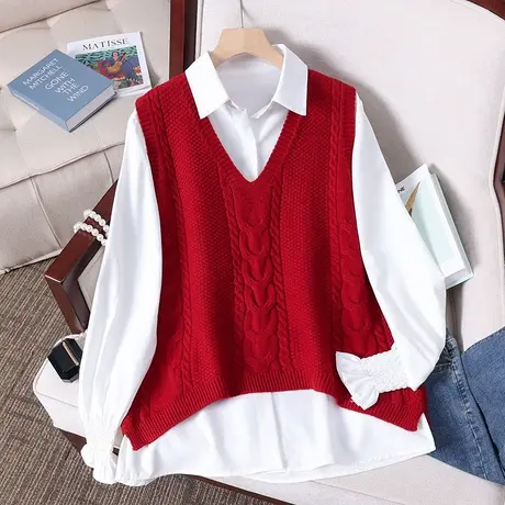 慵懒风毛衣女背心马甲2023年新款春装外穿打底内搭针织衫坎肩上衣商品大图