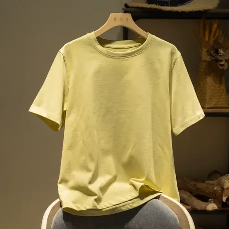 享永子短袖棉质T恤女纯色简约百搭上衣宽松显瘦软糯2023春夏新款图片