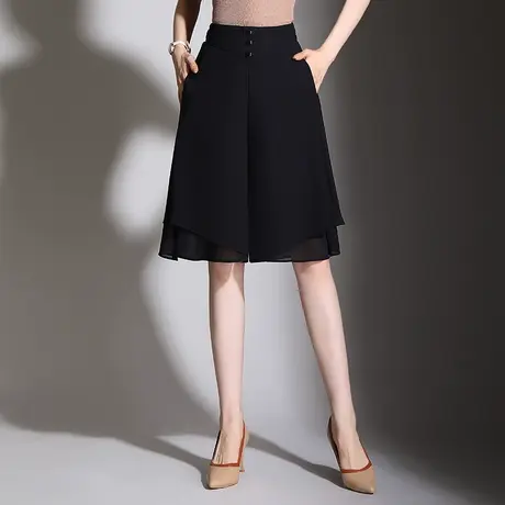 雪纺裙裤女五分裤外穿2023夏季新款高腰松紧腰中裤显瘦遮胯裙裤子商品大图