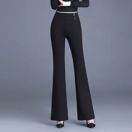 黑色微喇裤女高腰显瘦2023秋季新款显瘦喇叭长裤垂感休闲西装裤子商品大图