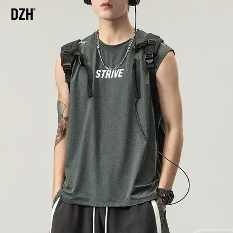 男士冰丝背心外穿无袖t恤男夏季凉感运动篮球健身速干衣坎肩潮牌商品大图