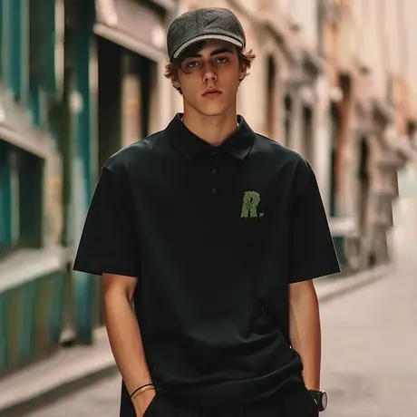 重磅polo衫t恤胖子男ins短袖潮牌宽松纯棉夏季加肥加大码男装半袖图片