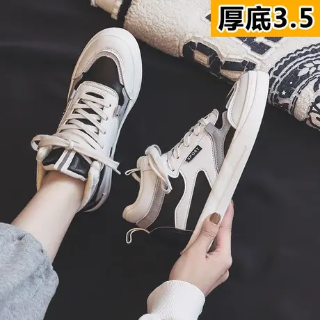 厚底加绒高帮鞋女2023新款秋冬季爆款百搭二棉鞋子女休闲运动板鞋商品大图