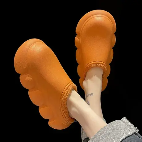 棉拖鞋女情侣室内外穿踩屎感EVA厚底防滑防水加绒保暖包跟棉鞋男商品大图