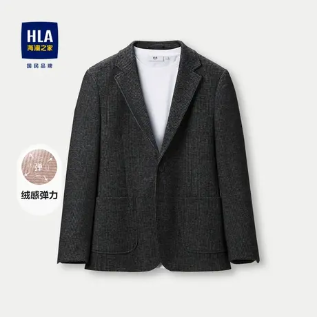 HLA/海澜之家绒感弹力休闲西服2023秋季新款平驳领时尚条纹外套男图片