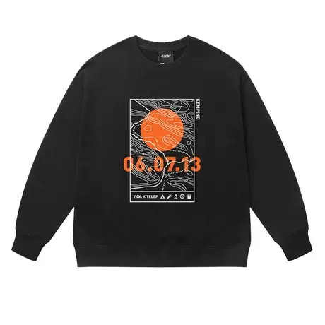 潮牌ins男士秋冬季圆领卫衣宽松大码情侣长袖港风重磅百搭外套男商品大图