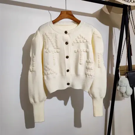 麻花毛衣开衫外套女秋冬新款韩系设宽松圆领百搭计感小众针织上衣商品大图