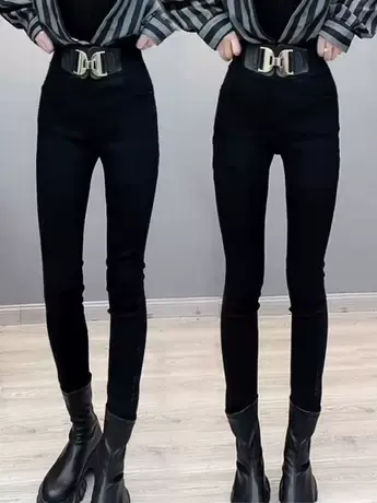 高腰牛仔裤女显瘦紧身小脚铅笔裤设计感小众休闲女裤子高街ins潮商品大图