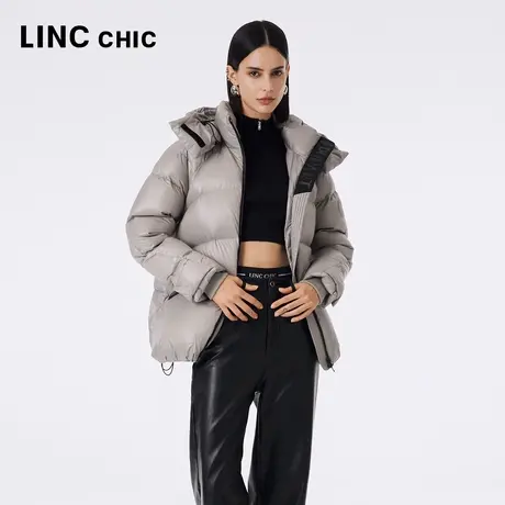 LINCCHIC金羽杰面包服2023秋冬新品超轻亮彩加厚连帽短款羽绒服女商品大图