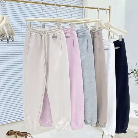 抽绳松紧腰运动裤女2023春秋新款百搭束脚裤宽松休闲哈伦裤卫裤商品大图