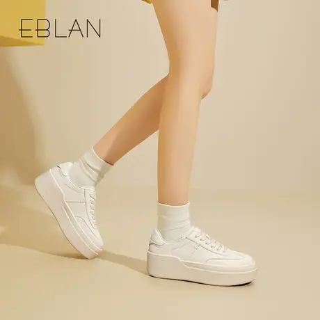 EBLAN/伊伴小白鞋女2025春季新款厚底增高透气休闲板鞋运动鞋子爆图片
