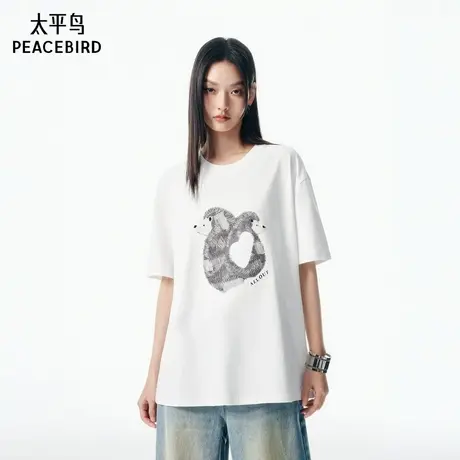 【商场同款】太平鸟萌趣刺绣图案25秋季新款女士短袖T恤A3CNF3P35图片