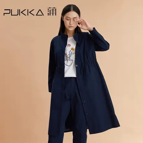 蒲PUKKA 商场同款棉质风衣春秋装设计感气质中长款外套图片
