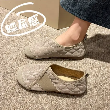 老北京布鞋2025秋季新款百搭一脚蹬妈妈鞋女款平底防滑超软孕妇鞋商品大图
