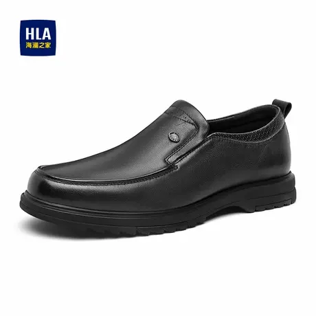 HLA/海澜之家男鞋新款休闲套脚真皮皮鞋软底舒适百搭爸爸鞋中年男图片
