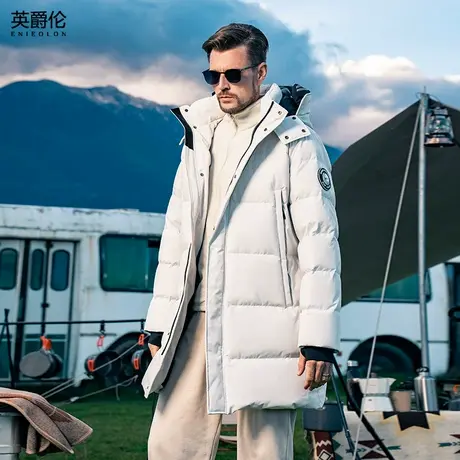英爵伦高充绒中长款羽绒服冬季男士可拆卸连帽加厚保暖白鸭绒外套商品大图
