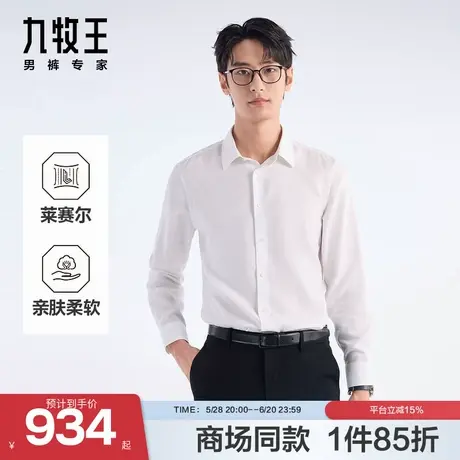 [商场同款]九牧王男装2025春季新款高棉肌理休闲正装修身长袖衬衫图片