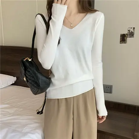 2023早春秋冬新款漂亮上衣内搭别致打底衫设计感女小众毛衣针织衫图片