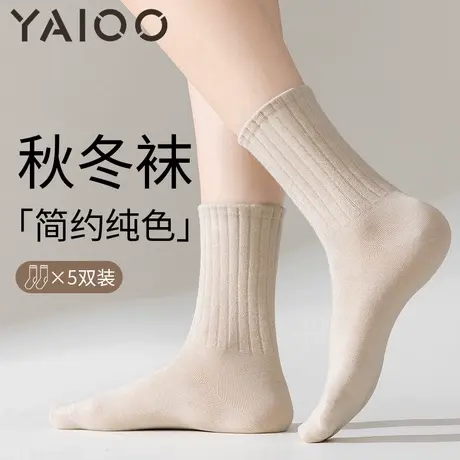 雅鹿袜子女纯棉防脚气防臭秋冬季中筒抗菌加厚春夏吸汗长筒堆堆袜商品大图