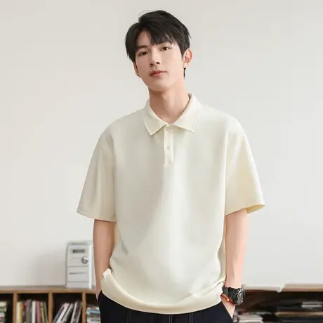 NWJ男华夫格Polo衫夏季宽松透气休闲短袖T恤男薄款舒适半袖上衣商品大图