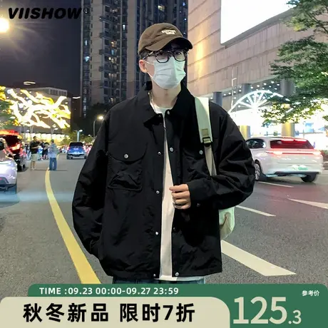 VIISHOW牛仔外套男秋季韩版潮牌ins宽松上衣服休闲港风工装夹克商品大图