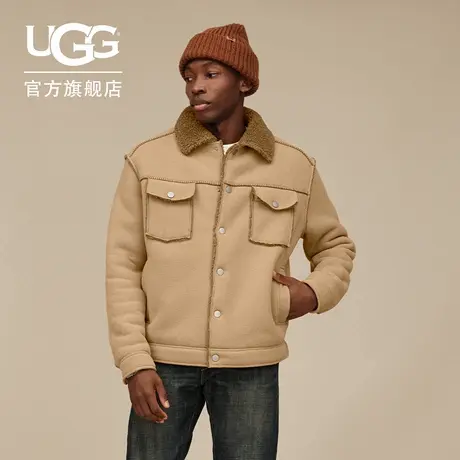 UGG秋季新款男士时尚舒适保暖翻领纯色简约休闲夹克外套 1171455图片