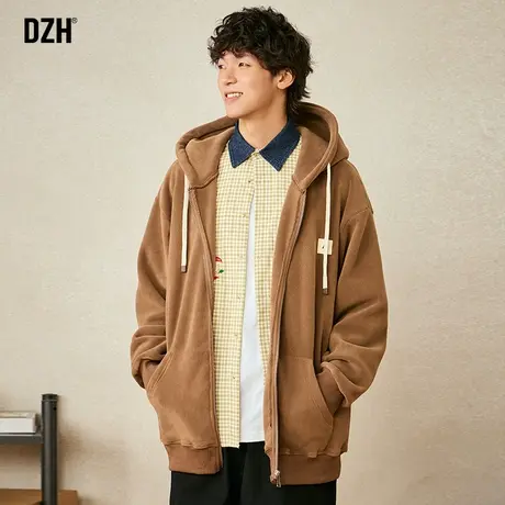 男士休闲运动摇粒绒外套男秋装2023新款男装上衣连帽开衫卫衣潮牌商品大图